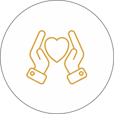 A yellow icon of hands holding up a heart.